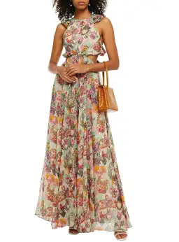 Zimmermann The Lovestruck Ruffle Maxi Dress Flaming Hearts Size 3 / AU 14 