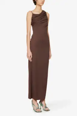 Christopher Esber Cowl Drape Dress Chocolate Size 14 AU for rent on The Volte - image 2