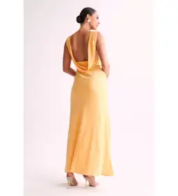 MESHKI Nadia Maxi Satin Dress With Back Cowl Lemon Size 12 for rent on The Volte - image 2