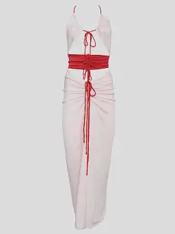 Christopher Esber Multi Panel Disconnect Ruched Halter Dress Rose Quartz  Size 14 AU for rent on The Volte - image 4