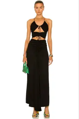 Christopher Esber Multi Panel Disconnect Ruched Halter Dress Black Size 4 AU for rent on The Volte - image 1