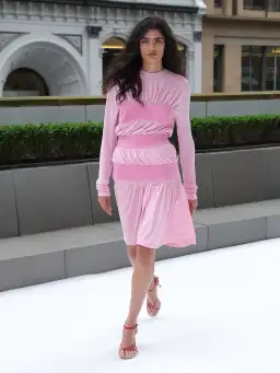 Christopher Esber Denim Panel Twist Dress Pink  Size 4 AU for rent on The Volte - image 1