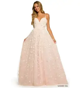 Sherri Hill 55529 Gown Ivory/Blush Size 6 for rent on The Volte - image 1
