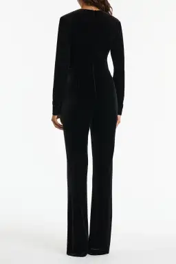 Carla Zampati Velvet Plunge Jumpsuit Black Size 6 for rent on The Volte - image 4