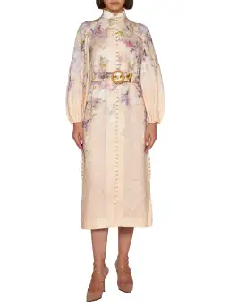 Zimmermann Lyrical Buttoned Midi Dress in Dreamy Floral Size 1/ AU 10 for rent on The Volte - image 1