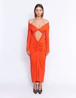 Pfeiffer Fontaine Midi Dress Crimson Orange Size M / AU 10 for rent on The Volte - image 1
