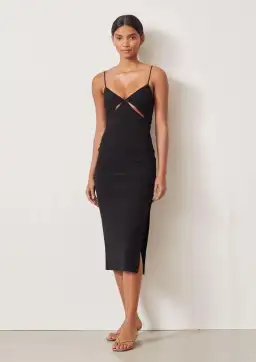 Bec & Bridge Be Mine Cut Out Midi Dress Black Size AU 6