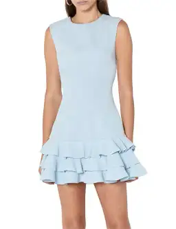 By Johnny Ice Gather Frill Mini Dress Blue Size 8 