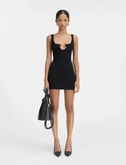Jacquemus La Mini Robe Sierra Scalloped Mini Dress Black Size 38 / AU 12 for rent on The Volte - image 1