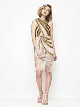 Alice McCall Surrealist Mini Dress in Gold Metallic Size 8