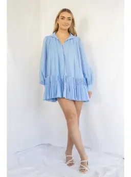 Aje Pavillion Mini Dress in Blue Size AU 8