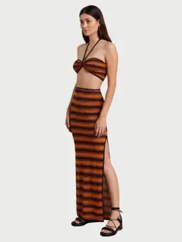 Bec & Bridge Ziggy Knit Maxi Skirt Lurex Stripe Size 8