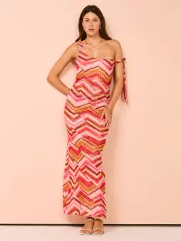 Issy Panelled Maxi Dress In Chevron Print Size 14 for rent on The Volte - image 1