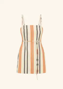 Shona Joy Celia Open Back Knotted Strap Mini Dress Tangerine/Multi Size 12 for rent on The Volte - image 3