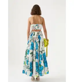 Aje Tiered Botanical Maxi Dress Cool Camellia Size 10  for rent on The Volte - image 2