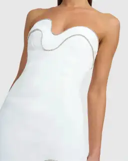 By Johnny Diamond Wave Strapless Mini Dress Ivory Size 8 for rent on The Volte - image 2