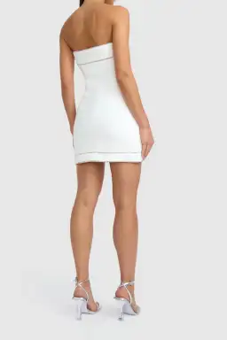 By Johnny Diamond Wave Strapless Mini Dress Ivory Size 8 for rent on The Volte - image 4