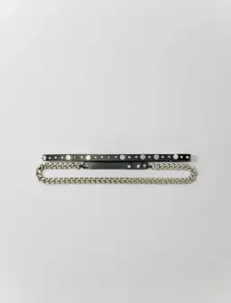 Maje Double Leather and Chain Belt in Black Size 2 /AU 10
