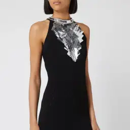 Balmain Sleeveless Broken Mirror-Embellished Cocktail Dress Black Size 8 for rent on The Volte - image 2