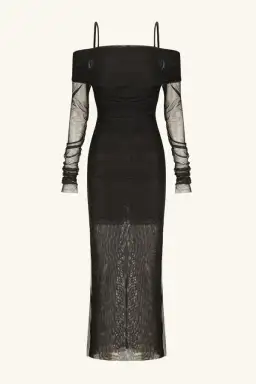Shona Joy Mira Long Sleeve Off Shoulder Midi Dress Black Size 8 for rent on The Volte - image 3