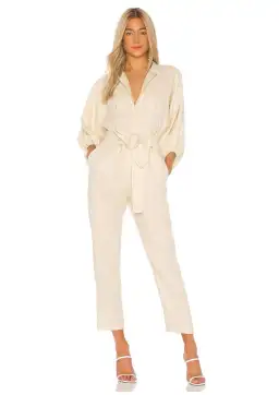 Shona Joy Eames Balloon Sleeve Jumpsuit Straw Size 10