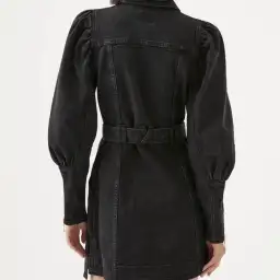 Aje Dione Denim Long Sleeve Dress Black Size 8  for rent on The Volte - image 3