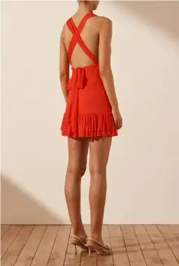 Shona Joy Leilani Plunged Tie Back Mini Dress Hibiscus Size 8 for rent on The Volte - image 3