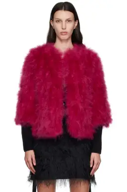 Yves Salamon Pink Feather Jacket Crazy Pink Size S / AU 8 for rent on The Volte - image 2