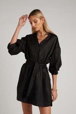 Dissh Libby Linen Mini Dress Black Size 6 for rent on The Volte - image 1