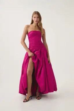 Aje Violette Bubble Hem Maxi Dress Deep Magenta Size 6