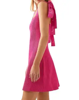 Aje Amber Knit Tie Shoulder Logo Mini Dress Pink Size L / AU 12 for rent on The Volte - image 4
