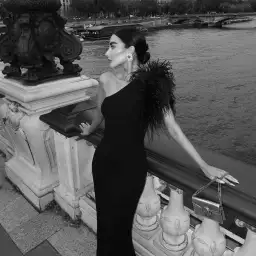 Rachel Gilbert Elcie Dress Black Xs Full Length Gown With Feather Size 6 for rent on The Volte - image 2