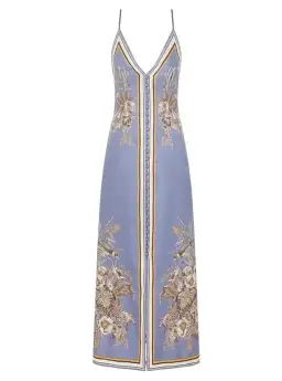 Zimmermann The Ottie Slip Dress in Blue Floral Size 1/Au 10 