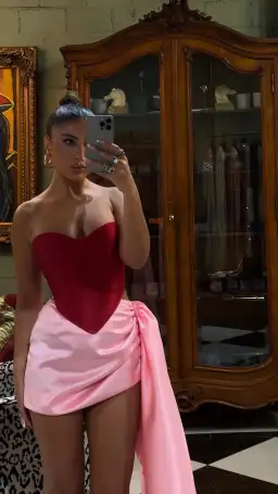 Khirzad Femme Metisa Skirt Pink & Femme Fatale Corset Red Size AU 6 for rent on The Volte - image 2