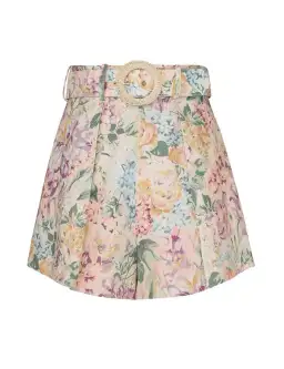 Zimmermann The Halliday Tuck Short in Multi Watercolour Floral Size 0 / AU 8  for rent on The Volte - image 4
