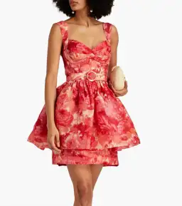 Zimmermann High Tide Mini Dress Pink Ikat Floral  Size 3 /Au14 for rent on The Volte - image 2