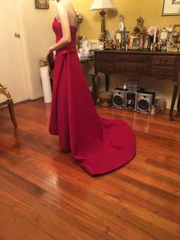 Bariano Taylor Strapless Ball Gown Burgundy Size 6 for rent on The Volte - image 3