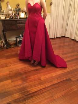 Bariano Taylor Strapless Ball Gown Burgundy Size 6 for rent on The Volte - image 4