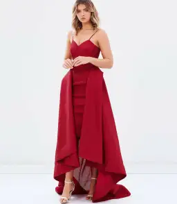 Bariano Taylor Strapless Ball Gown Burgundy Size 6 for rent on The Volte - image 1