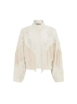 Alemais Barbara Fringe Jacket Cream Size AU 10 for rent on The Volte - image 4