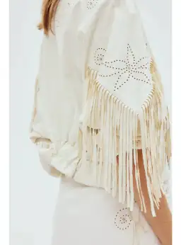Alemais Barbara Fringe Jacket Cream Size AU 10 for rent on The Volte - image 2