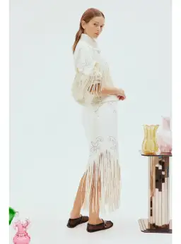 Alemais Barbara Fringe Jacket Cream Size AU 10 for rent on The Volte - image 3