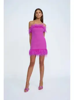 By Johnny Nadia Feather Dress Hot Pink Size AU 10
