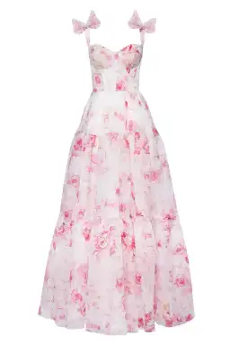 Milla Pink Peony Tenter Floral Maxi Tie-up Dress Floral Size AU 6 for rent on The Volte - image 4