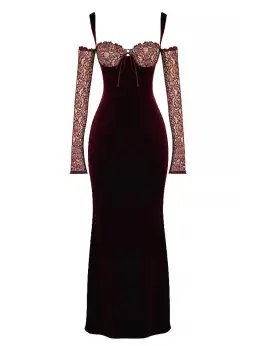 House Of CB Ivy Velvet Maxi Dress Black Cherry Size AU 6 for rent on The Volte - image 4