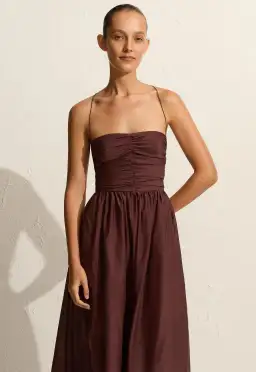 Matteau Gathered Lace Up Dress Brown Size 1/ AU 6 for rent on The Volte - image 2