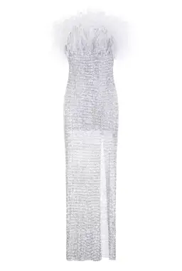 Santa Brands Diamanté Feather Dress White XS/S / AU 6 for rent on The Volte - image 5