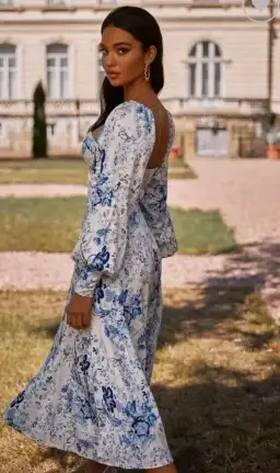 Alamour Annika Dress Blue Foral Size S/AU 10 for rent on The Volte - image 1