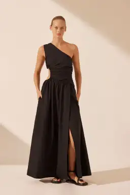 Shona Joy Josephine Asymmetrical Cut Out Maxi Dress in Black Size 8