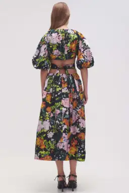 Aje Mimosa Cutout Midi Dress Midnight Floral Size 8 for rent on The Volte - image 4